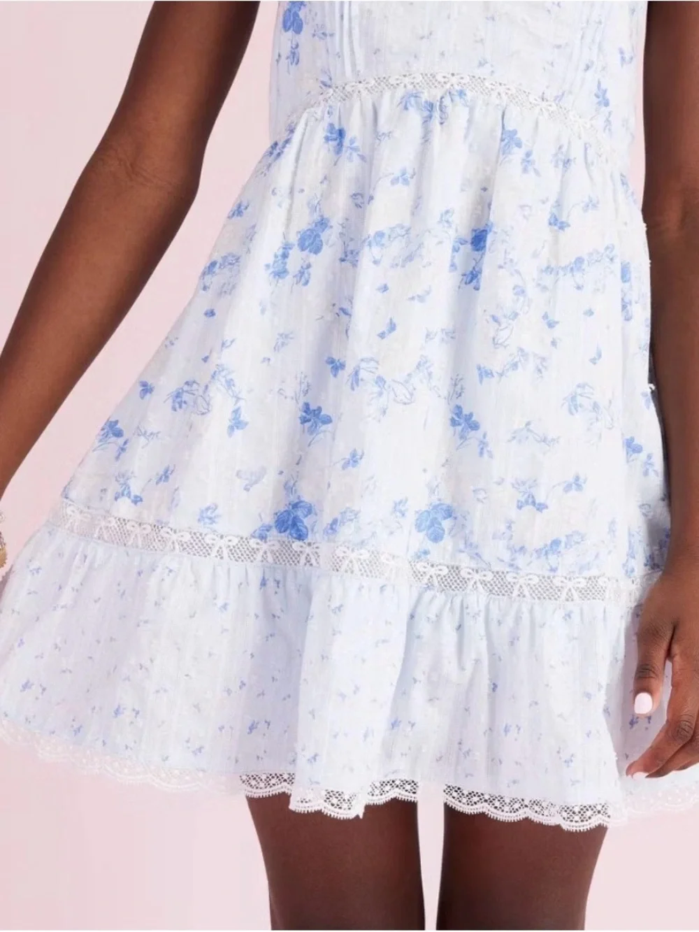 LoveShackFancy Girls' Annabelle Budding Florals Halter Dress -  Blue 12